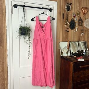 Long pink linen dress
